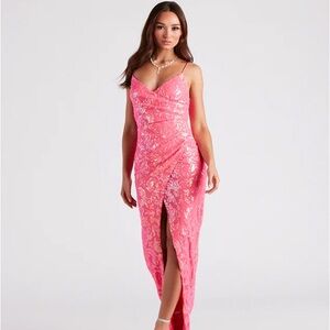 Emery Formal Wrap Sequin Dress